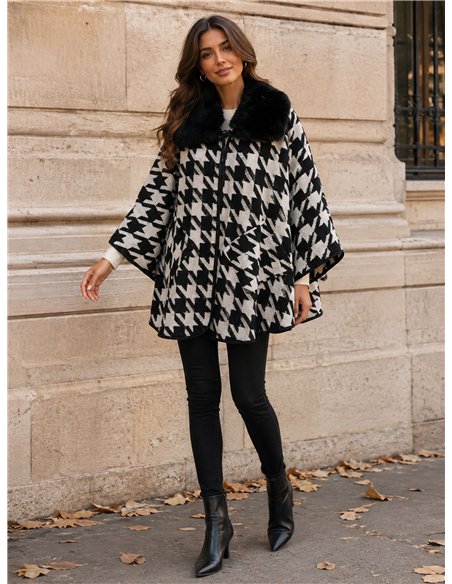 Poncho pata gallo cuello pelo