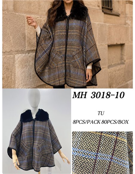 Poncho espiga líneas a contraste