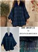 Poncho cuadros azul verde cuello pelo