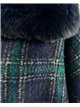 Poncho cuadros azul verde cuello pelo