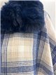 Poncho cuadros azul crema cuello pelo