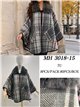 Poncho cuadros gris rosa cuello pelo
