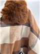 Poncho cuadros camel cinturón