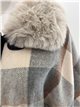 Poncho cuadros gris crema cinturón