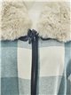 Poncho cuadros teal cinturón