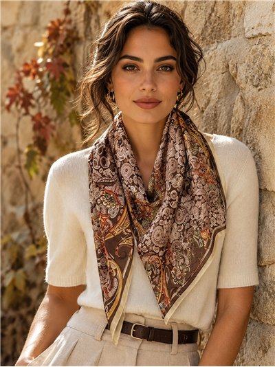 Sciarpa quadrata con motivo floreale paisley