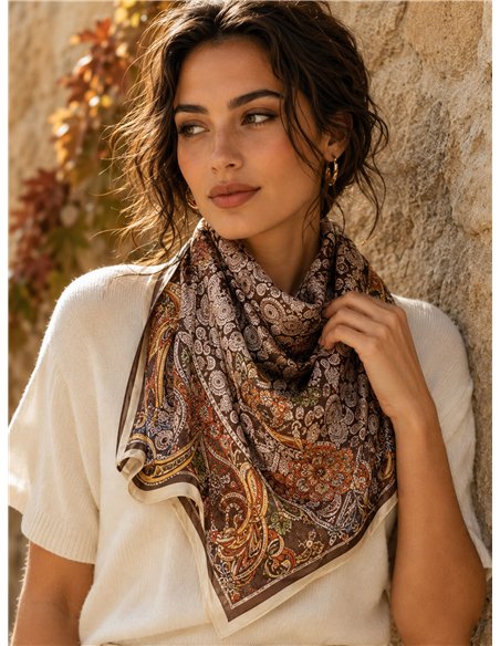 Sciarpa quadrata con motivo floreale paisley
