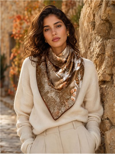 Ornamental floral square scarf