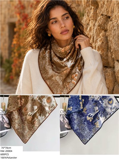 Ornamental floral square scarf 2