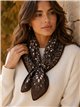 Écharpe carrée marron à motifs cachemire