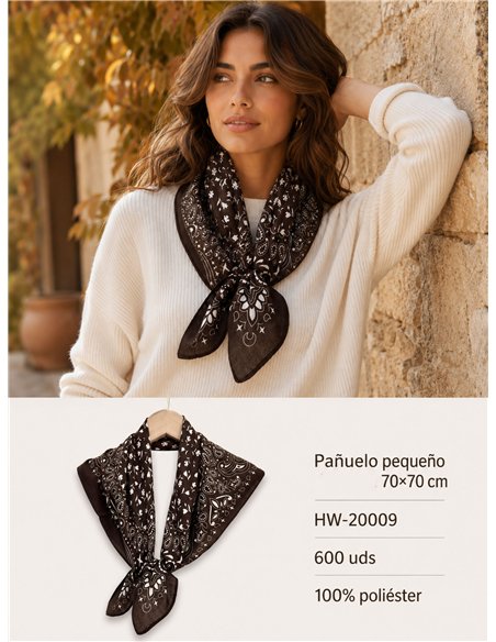 Pañuelo cuadrado paisley marrón