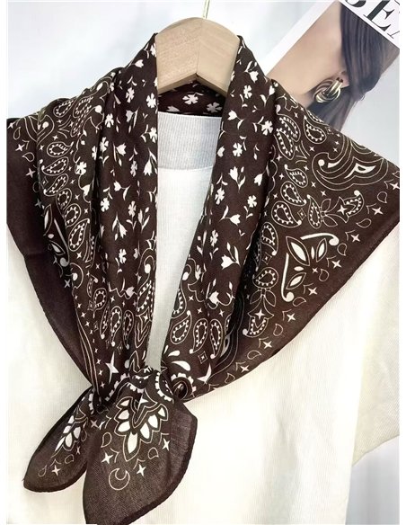 Pañuelo cuadrado paisley marrón