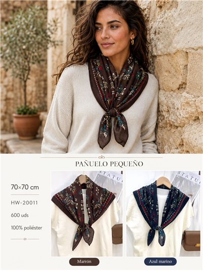 Pañuelo cuadrado folk floral 2