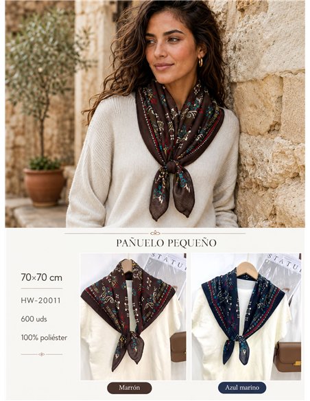 Pañuelo cuadrado folk floral