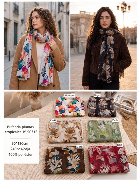 Fular estampado hojas tropicales