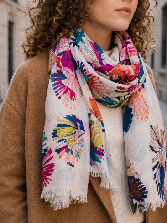 Fular estampado hojas tropicales