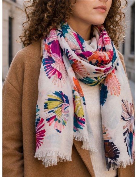Fular estampado hojas tropicales