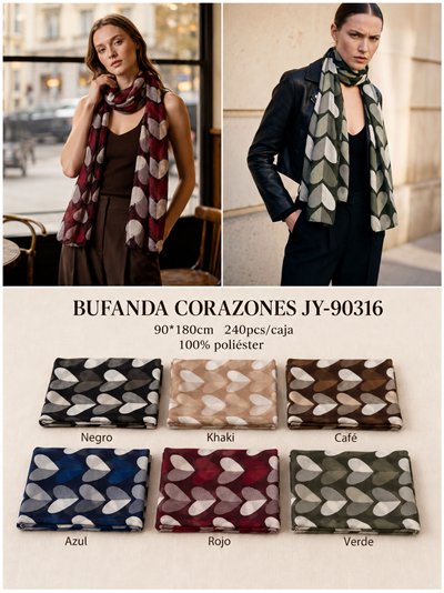 Fular estampado corazones 2