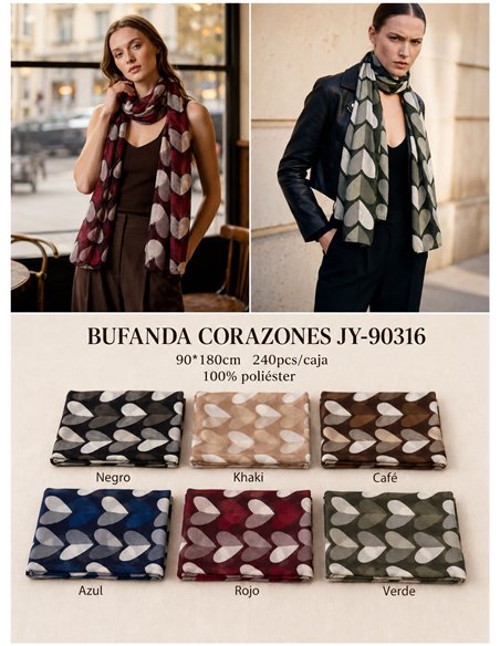 Fular estampado corazones