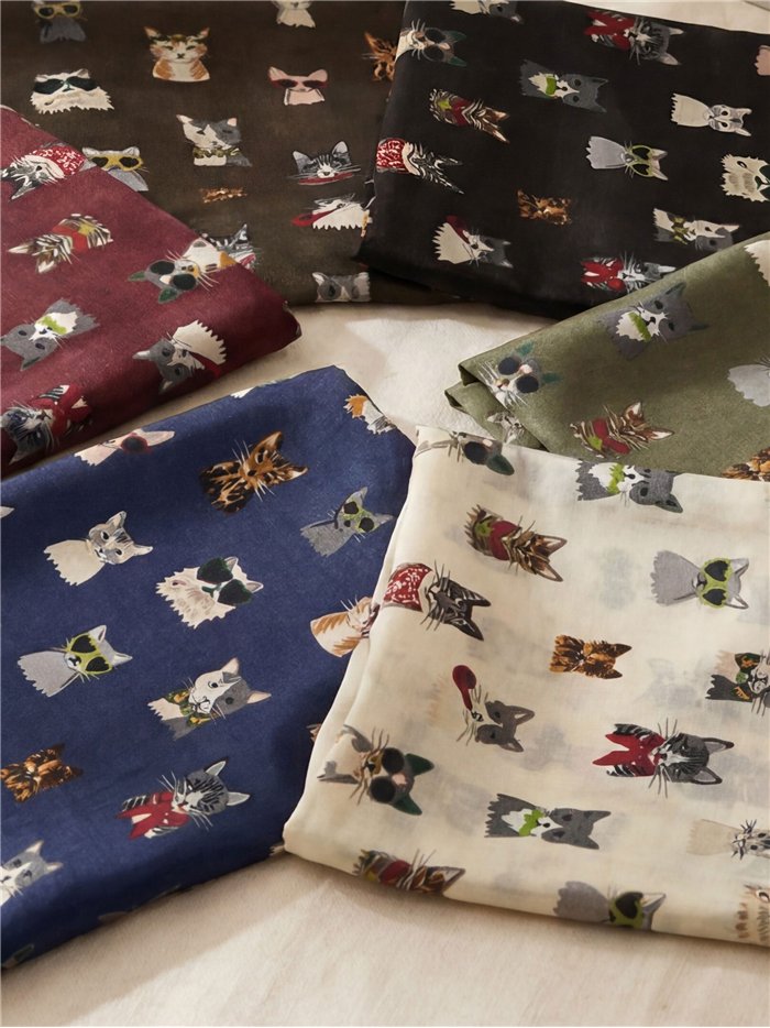 Sciarpa con stampa di gatti