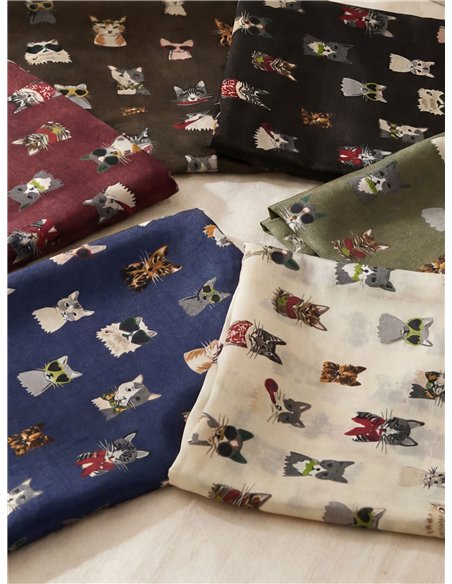 Sciarpa con stampa di gatti