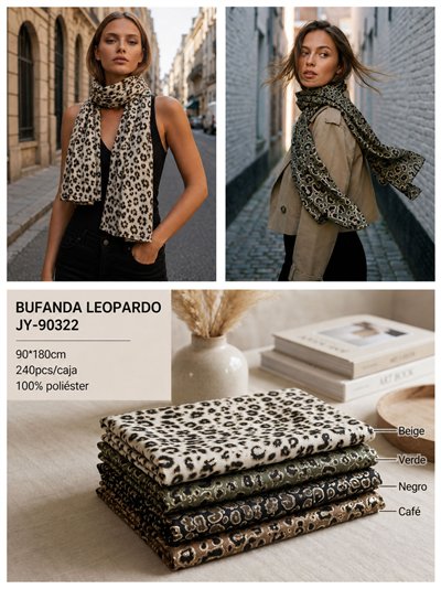 Fular animal print leopardo metalizado 2