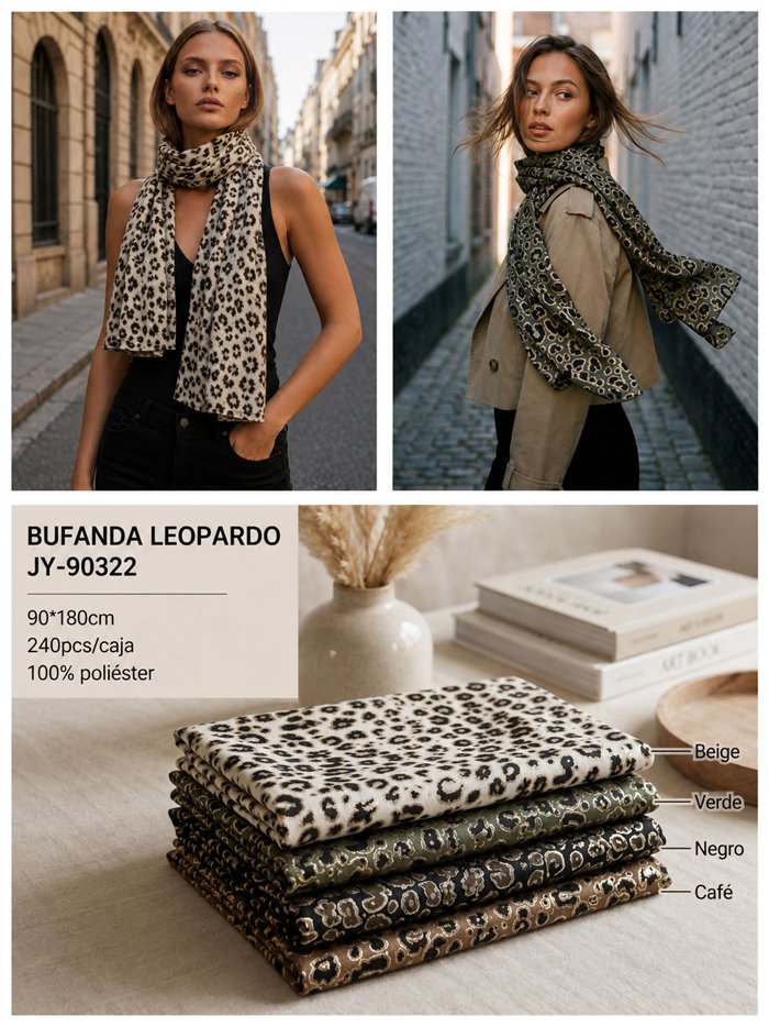 Cachecol com estampa animal de leopardo metálica