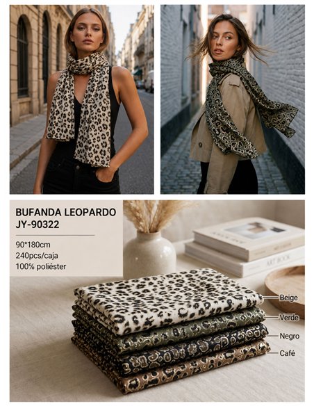 Cachecol com estampa animal de leopardo metálica