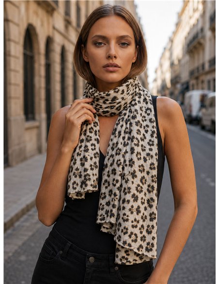 Cachecol com estampa animal de leopardo metálica