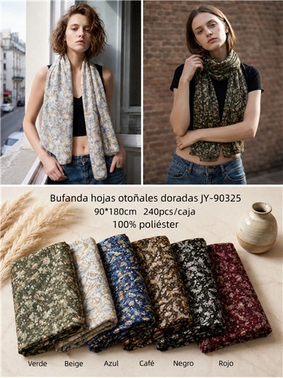 Lenço com estampa metálica de folhas de outono 2