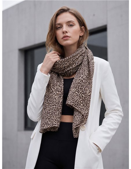 Lenço mini metálico com estampa de leopardo
