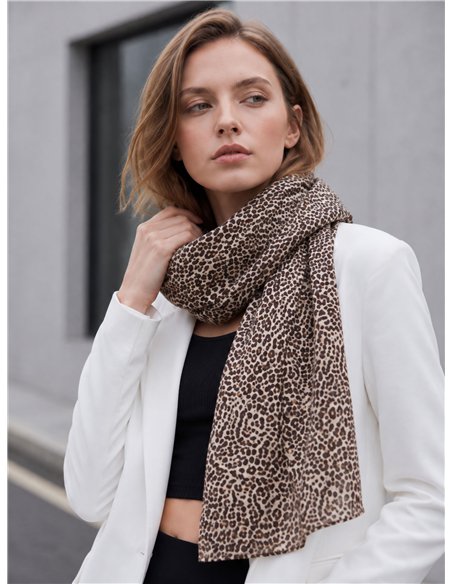 Lenço mini metálico com estampa de leopardo