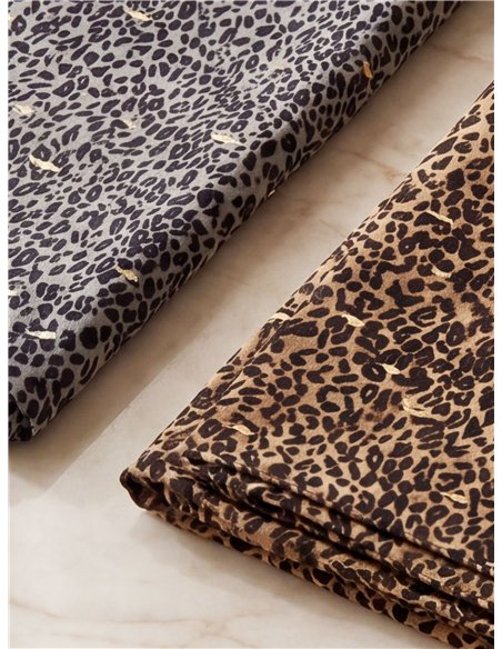 Lenço mini metálico com estampa de leopardo