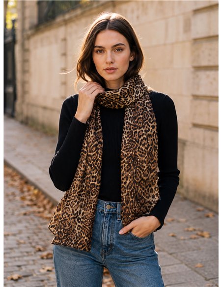 Lenço metálico com estampa de leopardo