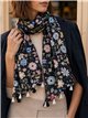 Fular floral con borlas