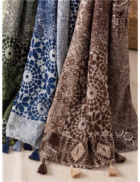 Patchwork-Schal mit Quasten