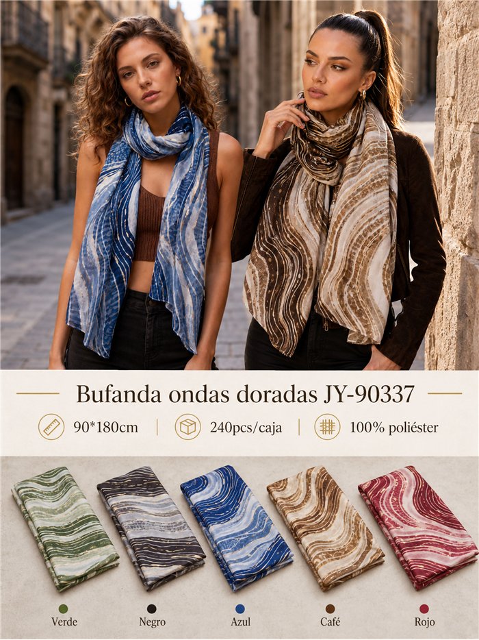 Fular ondas acuarela metalizadas