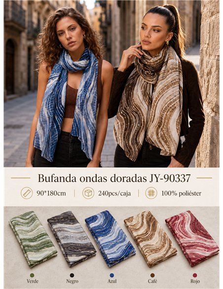 Fular ondas acuarela metalizadas