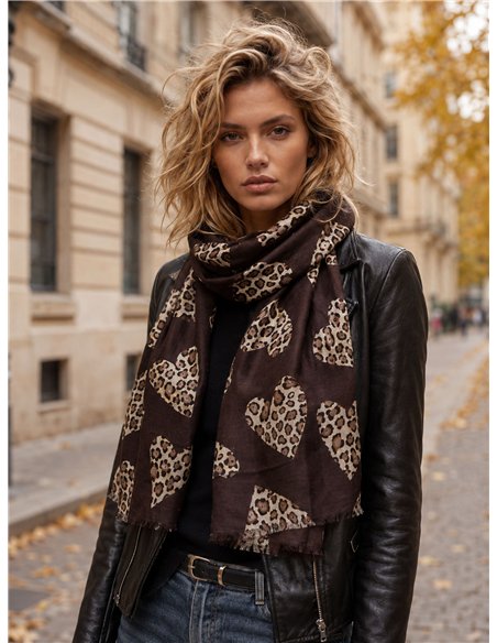 Fular corazones animal print