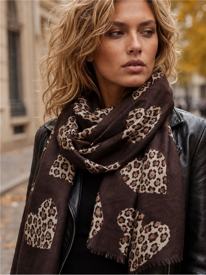 Fular corazones animal print