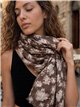 Fular floral con brillo dorado