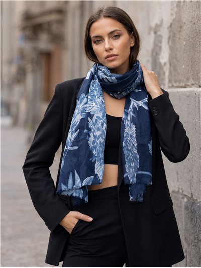 Fular estampado hojas naturales