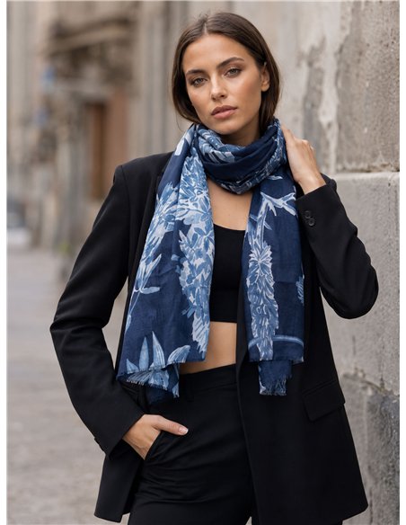 Fular estampado hojas naturales
