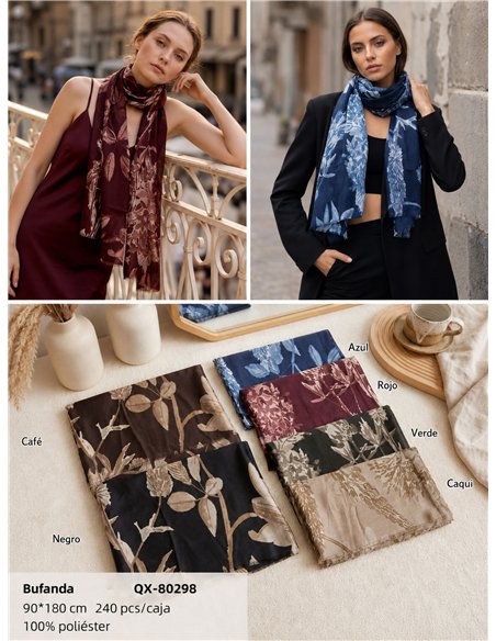 Fular estampado hojas naturales