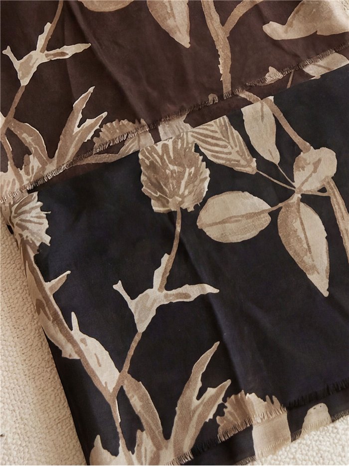 Fular estampado hojas naturales