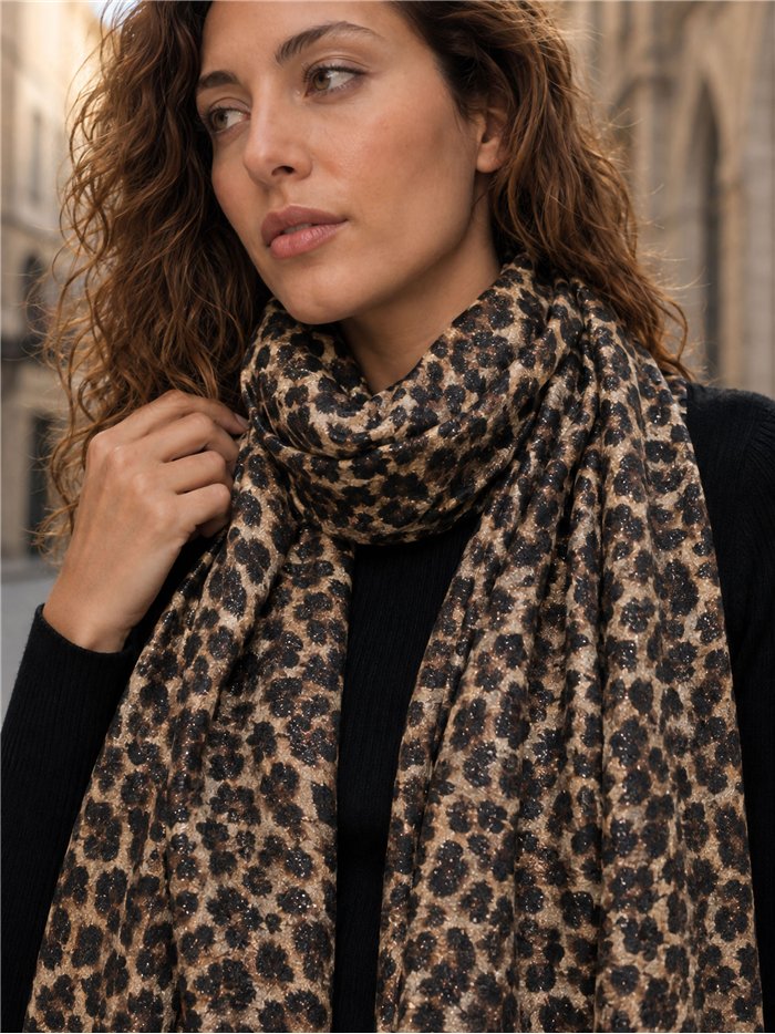 Fular animal print con brillo