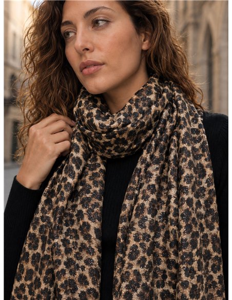 Fular animal print con brillo