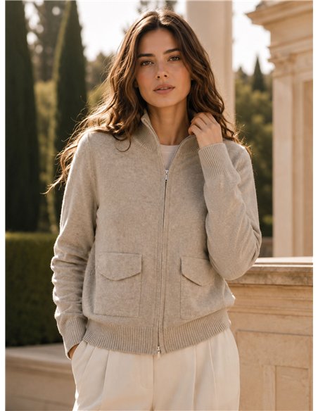 Veste en maille zippée avec poches