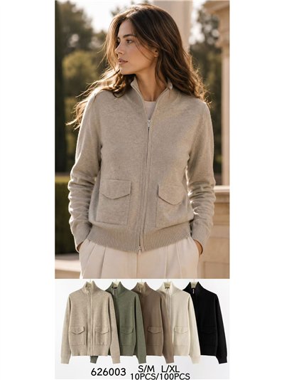 Veste en maille zippée avec poches 2