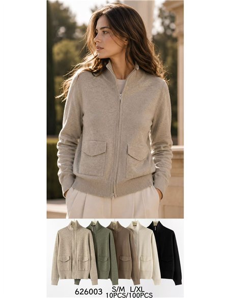 Veste en maille zippée avec poches